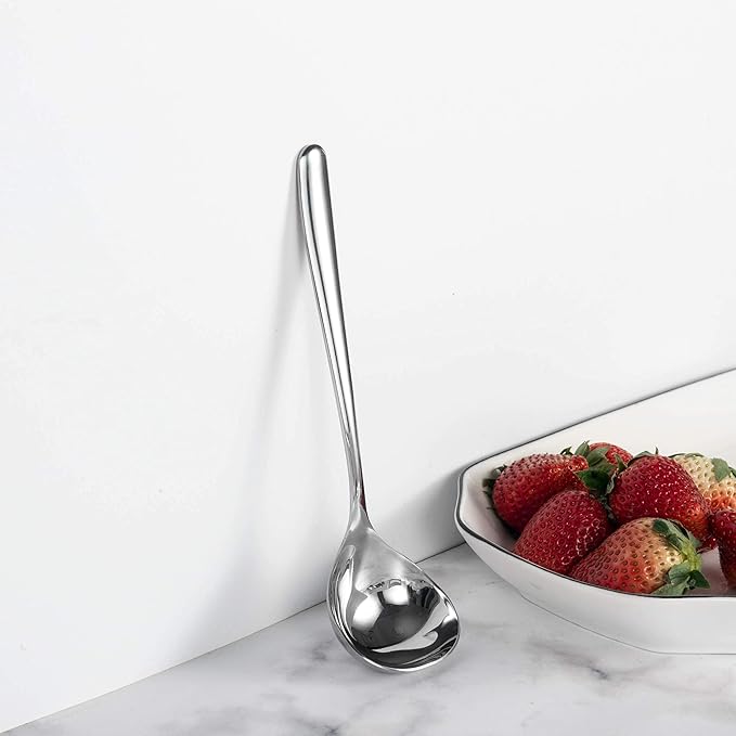 IMEEA 8-Inch Stainless Steel Sauce Ladle with Long Handle, Small Serving Ladle for Gravy, Dressing & Toppings, Set of 2 - Image 6