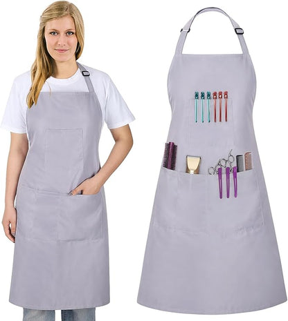 Noverlife Hair Stylist Apron with 4 Pockets, Hair Resistant 34 Inch Long Hairdresser Aprons w/Adjustable Strap for Salon