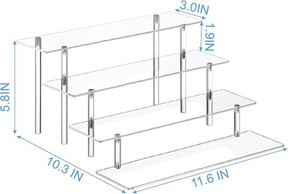 HENABLE 4 Tier Acrylic Perfume Organizer Stand, Clear Display Risers for Perfume, Cologne, Cosmetic, Skincare, Funko POP, Dessert Display, Cupcake Stand Holder - Image 6