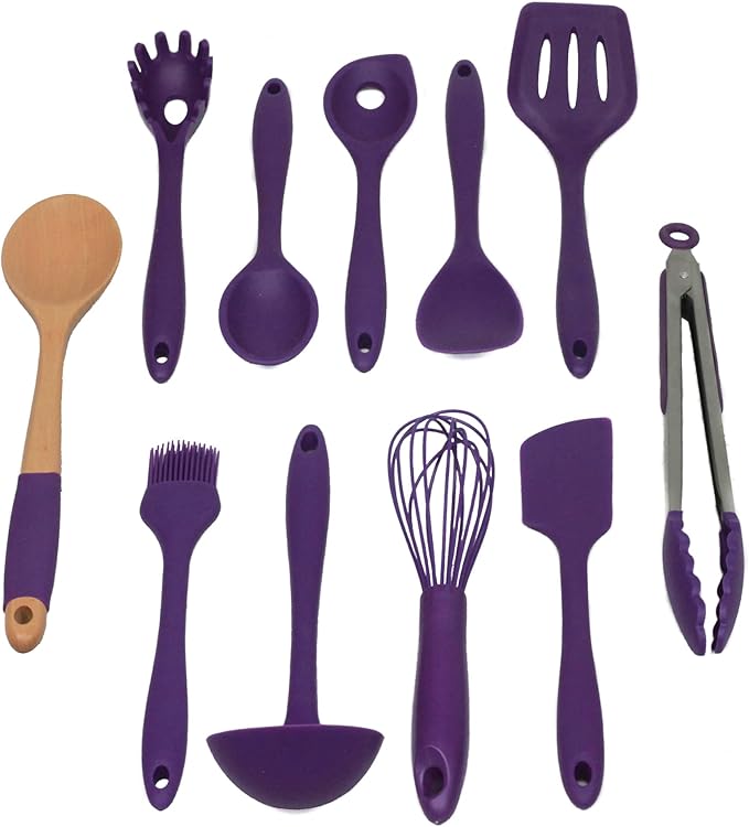 Chef Craft Premium Silicone Kitchen Tool and Utensil Set, 11 Piece, Purple by ChefCraft