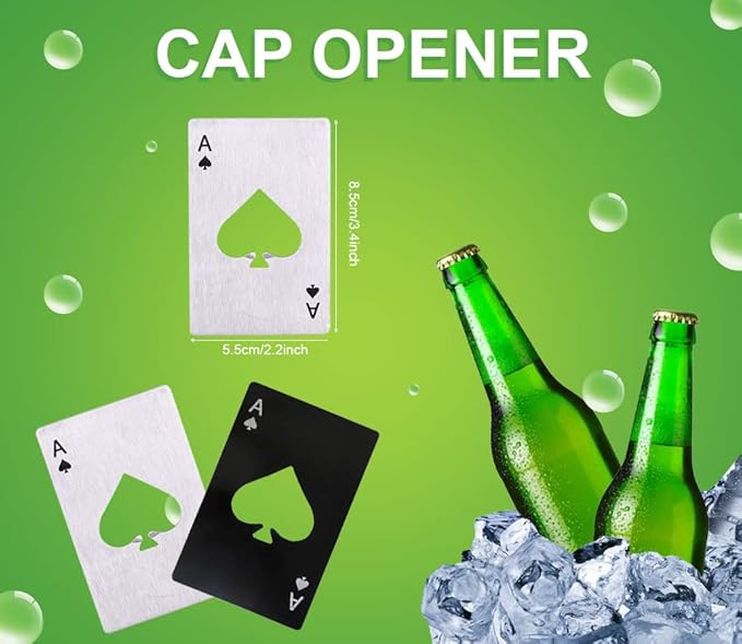 Gadgetime USA 2 piece set black and Silver Poker Card Beer Bottle Opener, Poker Card Cap Opener For Beer, Soda, Bottles - Image 5