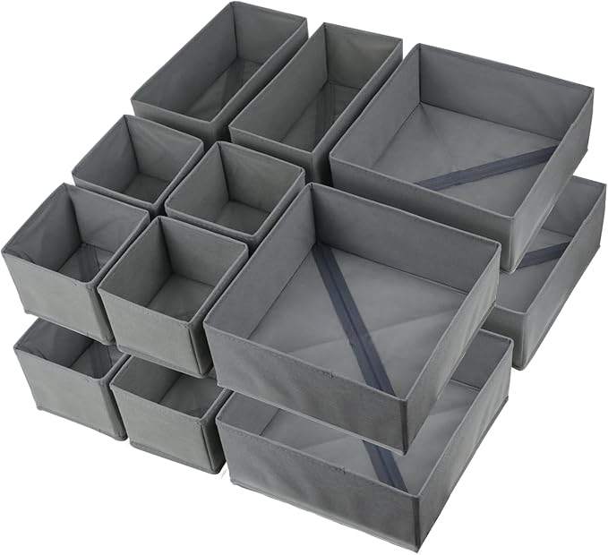 Fordonral 16 Pack Drawer Organizer Clothes, Foldable Fabric Dresser Organizer Closet Organizers and Storage Box for Underwear,Folded Clothes,Baby Clothing,Socks,Bra,Towels,Ties(Gray) - Image 6