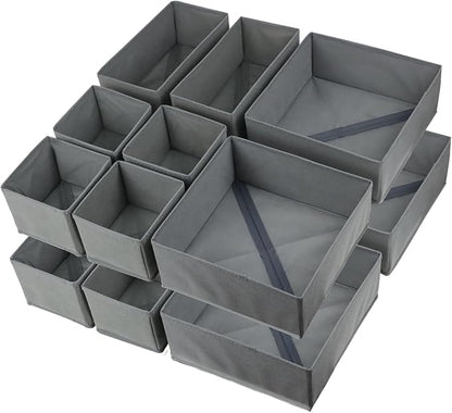 Fordonral 16 Pack Drawer Organizer Clothes, Foldable Fabric Dresser Organizer Closet Organizers and Storage Box for Underwear,Folded Clothes,Baby Clothing,Socks,Bra,Towels,Ties(Gray) - Image 6