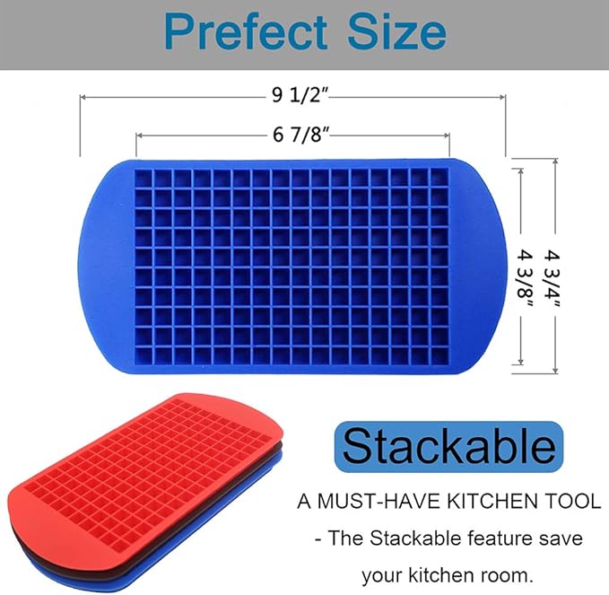 Silicone Mini Ice Cube Trays 3 Pack, 160 Crushed Ice Cube Molds Easy Release Small Ice Cube for Chilling Whiskey Cocktail, Kitchen Gadgets Stackable Ice Trays, Specialty Accessories Tool for Freezer - Image 5