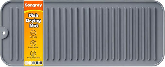 Songrey 16" x 6.5" Silicone Dish Drying Mat, Kitchen Counter Drying Pad for Sink Dishes or Under Rack, Multi-Use as Heat Resistant Trivet, Coffee Bar Mat by Unknown