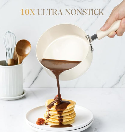 MICHELANGELO Nonstick Saucepan with Lid, Ceramic Sauce Pan Sets, Easy to Clean Sauce Pans, Multi-Purpose Cooking Pots, 3QT, White - Image 3