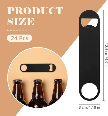 24 Pack Flat Beer Bottle Opener 5 inch Heavy Duty Stainless Steel Flat Bottle Opener Metal Beer Bottle Openers Black Beer Openers for Bartender Kitchen Bar or Restaurant (Black, 5 inch) - Image 2
