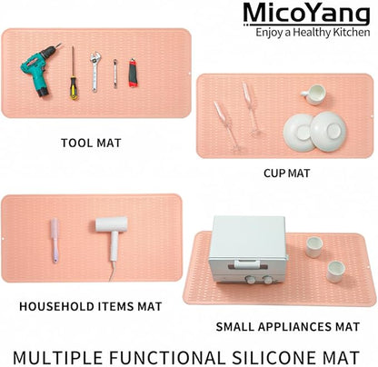 MicoYang Silicone Dish Drying Mat for Multiple Usage,Easy clean,Eco-friendly,Heat-resistant Silicone Mat for Kitchen Counter or Sink,Refrigerator or Drawer Liner Pink 5XL 36inches x 18inches - Image 4