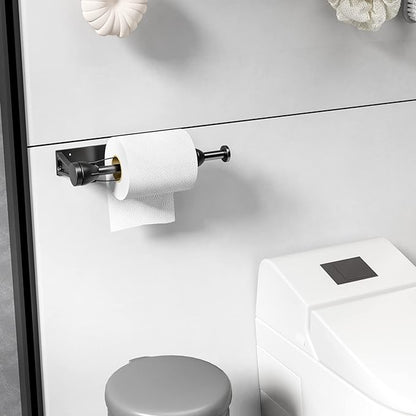 Paper Towel Holder Under Cabinet, Single Hand Operable Wall Mount with Damping Effect, Self-Adhesive or Drilled for Kitchen Bathroom, Black - Image 5