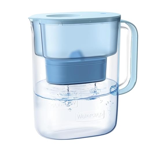 Waterdrop PT-07B-A Alkaline Water Filter Pitcher, 10-Cup, Healthy, Clean & Toxin-Free Mineralized Alkaline Water, Up to 100 Gallons, Improves Coffee Taste, Up to pH 9.5, BPA-Free, Blue by Waterdrop