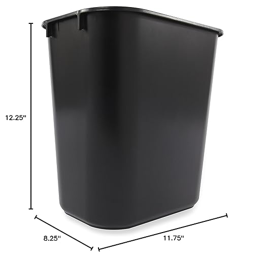 Rubbermaid Commercial Products Deskside Wastebasket/Trash Can, 3.25-Gallon/13-Quart, Black, Plastic, for Bedroom/Bathroom/Office, Fits Under Desk/Sink/Cabinet, Pack of 12 - Image 4