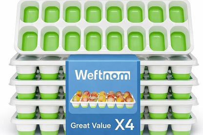 Ice Cube Trays for Freezer with Lids, 4 Pack 56-Cube Stackable Ice Trays, Easy-Release Silicone Bottom & PP Frame, BPA-Free, Dishwasher Safe, Covered Ice Molds for Iced Coffee, Cocktails & Baby Food by WEFTNOM