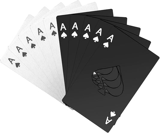 Ace Of Spades Bottle Opener-Stainless Steel Credit Card Size Casino Bottle Opener for Your Wallet Pocker Cap Opener Portable Stainless Steel Can Opener (10 Pack Black & Silver)