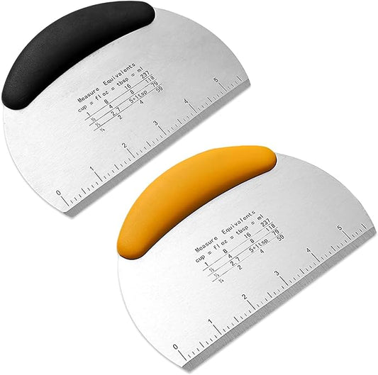 2pcs Semicircular Bench Scraper Cutter,Pastry Scraper with Non-Slip Ergonomic Handle,Stainless Steel Dough Cutter for Baking and Cooking