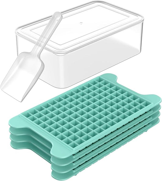 Mini Ice Cube Tray for Freezer: FDDBI Small Ice Trays for Freezer with Bin - 117×4PCS Easy Release Nugget Ice Tray - Crushed Ice Tray with Container by FDDBI