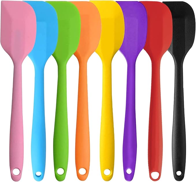 8 Pieces Silicone Spatulas, 11 inch Heat-Resistant Non-stick Spatulas with Stainless Steel Core for Cake Cream Cooking Gadget by COLOGO (11 inch) - Image 5
