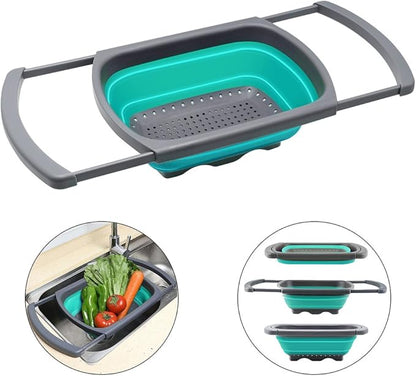 Qimh Colander collapsible, Colander Strainer Over The Sink Vegetable/Fruit Colanders Strainers With Extendable Handles, Folding Strainer for Kitchen,6 Quart - Image 9