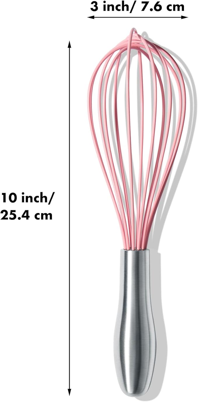 OYV 10-Inch Pink Silicone Whisk, Heat Resistant 480°F Kitchen Whisk with Stainless Steel Ergonomic Handle, Non-Scratch for Nonstick Cookware, Dishwasher Safe, Perfect for Blending, Cooking & Beating - Image 7