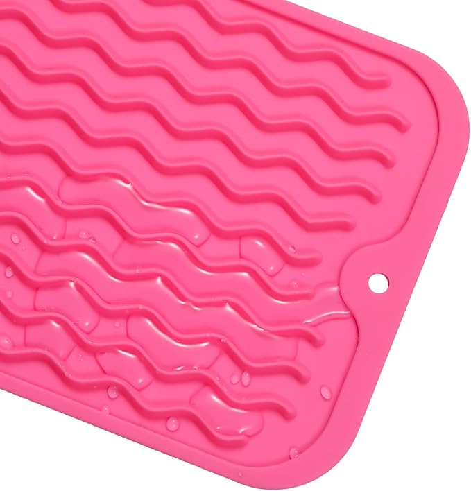 MicoYang Silicone Dish Drying Mat for Multiple Usage,Easy clean,Eco-friendly,Heat-resistant Silicone Mat for Kitchen Counter or Sink,Refrigerator or Drawer Liner Rose S 12 inches x 6 inches - Image 9