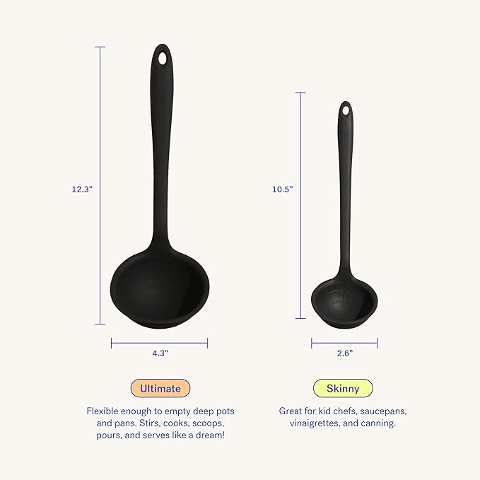 GIR: Get It Right Premium Silicone Ladle Serving Spoon - Non-stick Heat Resistant Seamless Kitchen Ladle for Soups, Stews, Dressings, and More - Ultimate, Navy, 3/4 Cup, (GIRLAU381NVY) - Image 2