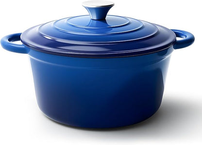 6 Quart Dutch Oven Pot with Lid, Non Stick Enameled Cast Iron Dutch Oven for Bread Baking, Heavy-Duty, Oven Safe Ceramic Cookware Up to 500°F for Baking, Braising, Stews, Roasting, Blue by Fijinhom