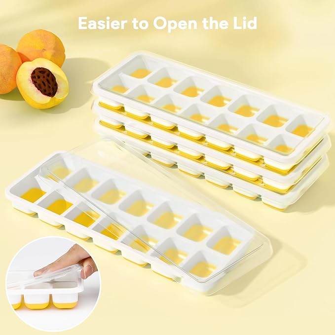 Ice Cube Trays 4 Pack, Airabc Silicone Ice Cube Trays with Removable Lid, Easy-Release Flexible 14-cube Ice Trays, LFGB Certified and BPA Free, Stackable Ice Trays with Covers for Cocktail, Freezer - Image 7