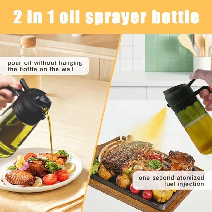 Kitchen Maiden 2 in 1 Oil Dispenser, New Kitchenmaiden 2 In 1 Oil Sprayer for Cooking，Olive Oil Dispenser Bottle Spray And Pour for Air Fryer, Salad, Frying, BBQ - Image 3