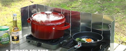 REDCAMP Folding Outdoor Stove Windscreen, Lightweight Butane Burner Windshield,12 Plates Aluminum Camping Stove Windshield with Carrying bag, Silver