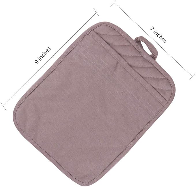 Anyi Pot Holders for Kitchen Heat Resistant, Cotton Hot Pads for Counter Table, Grey Kitchen Pot Holders with Pocket Pack of 3 - Image 7