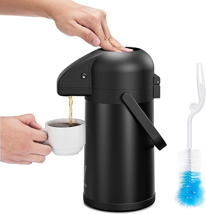 Airpot Coffee Carafe for Keeping Hot - 64 OZ/ 2.0L Coffee Dispenser with Pump - Insulated Stainless Steel thermal carafe for Hot Drinks Water Tea Chocolate - Hot Beverage Dispenser for Parties by Vondior