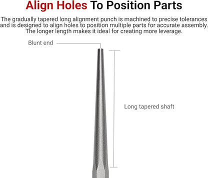 TEKTON 1/4 Inch Long Alignment Punch | 66277 | Made in USA