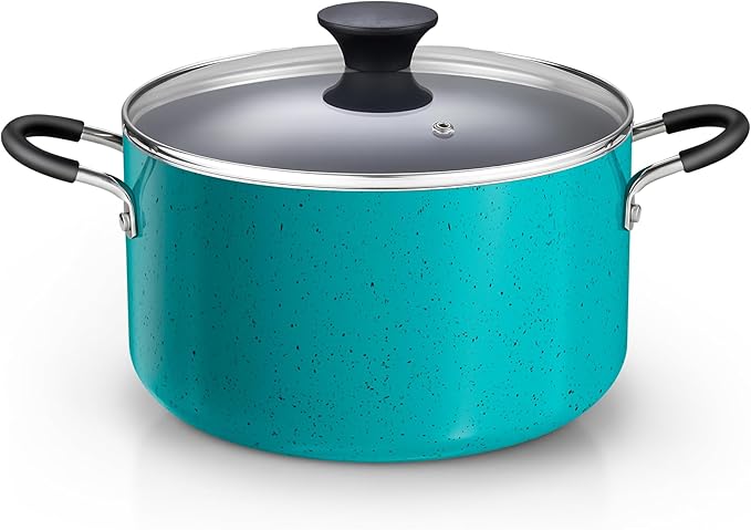 Cook N Home Nonstick Stockpot with Lid 6-Quarts, Professional Cooking Soup Pot, Casserole Cookware, Turquoise by CookNHome