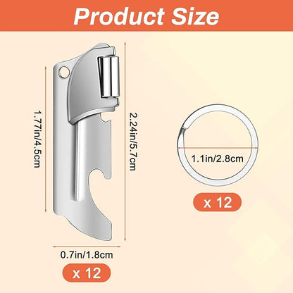 12 Pieces Military Style Can Openers with Key Rings, Anglecai P-57 Military Camping Can Openers Stainless Steel Army Survival Cans Opener Portable Cans Opener for Traveling (Style 6 (P57))