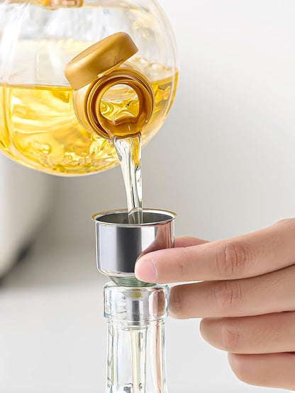 2 Pcs Olive Oil Dispenser Bottle for Kitchen,17oz Clear Glass Cooking Oil and Vinegar Dispenser Set, Coffee Syrup Dispenser with 2 Pourers and 1 Funnel (Two squares) - Image 8