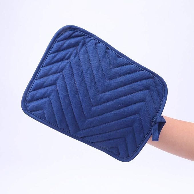 Anyi Pot Holders for Kitchen Heat Resistant, Cotton Hot Pads for Counter Table, Blue Kitchen Pot Holders with Pocket - Image 3