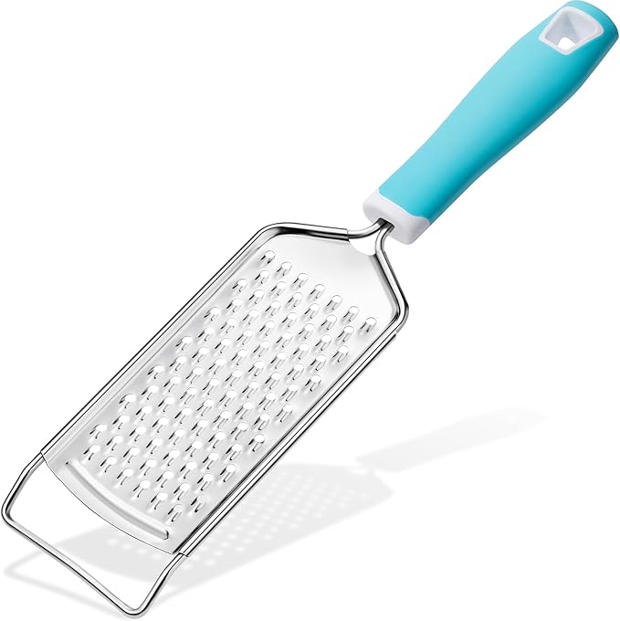 Rainspire Professional Cheese Graters for Kitchen Stainless Steel Handheld, Metal Lemon Zester Grater With Handle For Cheese, Chocolate, Spices, Kitchen Gadgets Tools, Soft Grip Handle (Blue) by Rainspire