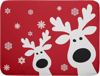 Christmas Dish Drying Mat for Kitchen Counter Cute Reindeer Winter Microfiber Absorbent Dish Draining Reusable Washable Foldable Extra Large 18"x24" by Unknown