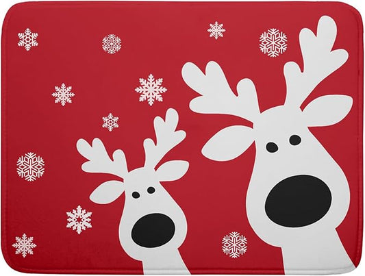 Christmas Dish Drying Mat for Kitchen Counter Cute Reindeer Winter Microfiber Absorbent Dish Draining Reusable Washable Foldable Extra Large 18"x24" by Unknown