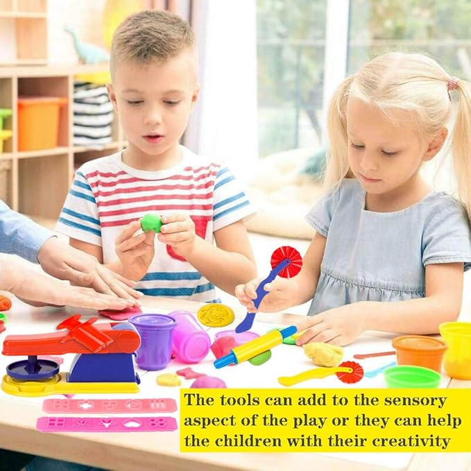 32-Piece Dough Tool Set for Kids – Dough Play Tools with Molds, Rollers, Extruder, Cutters & Scissors –Clay Tools for Creative Play (Random Colors) - Image 6