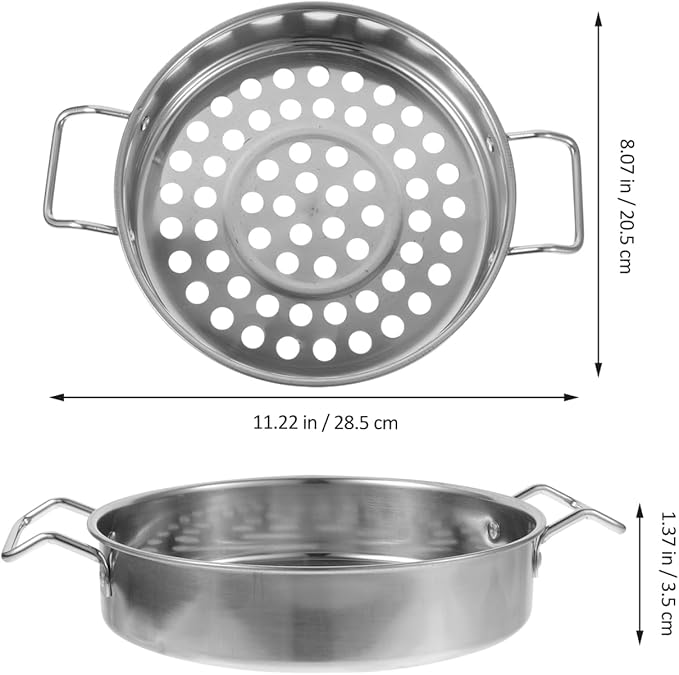 Housoutil Big Hole Colander with Handle, Stainless Steel hole Colander Strainer, Kitchen Steamer for Spaghetti, Noodles, Vegetables and Fruits