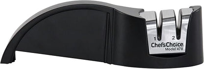 Chef'sChoice Manual Knife Sharpeners Diamond Hone for 20-Degree Straight-Edge Kitchen Santoku Sports and Pocket Knives with Diamond Abrasives Precise Angle Control & Compact Footprint, 2-Stage, Black