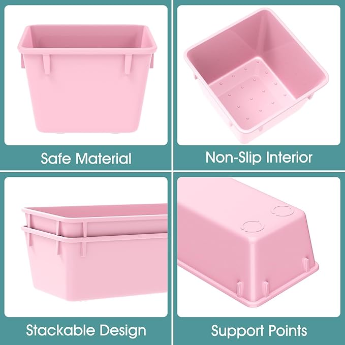WOWBOX 25 PCS Plastic Drawer Organizer Set, 4 Sizes Desk Drawer Divider Organizers and Storage Bins for Makeup, Jewelry, Gadgets for Kitchen, Bedroom, Bathroom, Office, Pink - Image 3