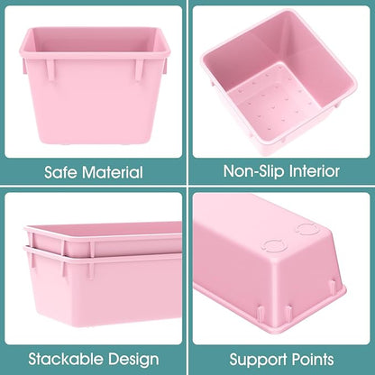 WOWBOX 25 PCS Plastic Drawer Organizer Set, 4 Sizes Desk Drawer Divider Organizers and Storage Bins for Makeup, Jewelry, Gadgets for Kitchen, Bedroom, Bathroom, Office, Pink - Image 3