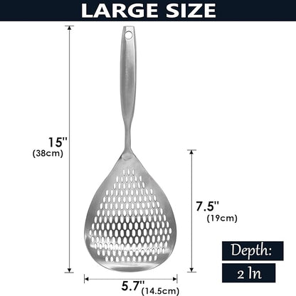 KAYCROWN Skimmer Slotted Spoon, 304 Stainless Steel Skimmer Ladle Spoon Spider Strainer for Cooking and Frying, Pasta Strainer Spoon Frying Kitchen Cooking Colander