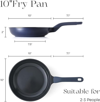 PRICUSIS Nonstick Frying Pan, 8/10/12 Inch Skillet with Stay Cool Handle, Fully Coated, Induction Compatible & Oven Safe, 100% Dishwasher Safe, PTFE PFAS & PFOA Free（10 Inch, Blueberry Mist）