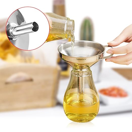 5-Inch Food Grade Stainless Steel Kitchen Funnel with Strainer Filter for Transferring of Liquid Dry Ingredients and Metal Cooking Funnel—Silver - Image 3