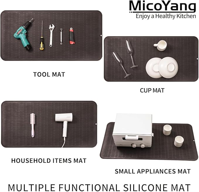 MicoYang Silicone Dish Drying Mat for Multiple Usage,Easy clean,Eco-friendly,Heat-resistant Silicone Mat for Kitchen Counter or Sink,Refrigerator or Drawer Liner Coffee 5XL 36inches x 18inches - Image 4