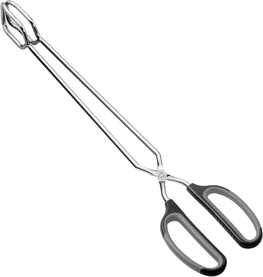 HINMAY Scissor Tongs 16-Inch Extra Long Stainless Steel Barbecue Grilling Tongs (Black Handle) by HINMAY