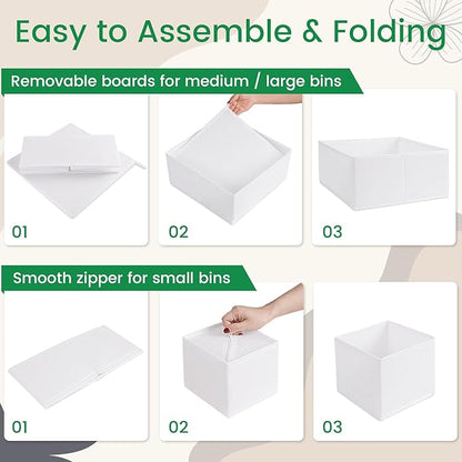 Criusia 16 Pack Underwear Drawer Organizer, Drawer Organizer Clothes, Foldable Cloth Storage Box Closet Dresser Drawer Divider Organizer for Clothes, Scarves (White) - Image 6