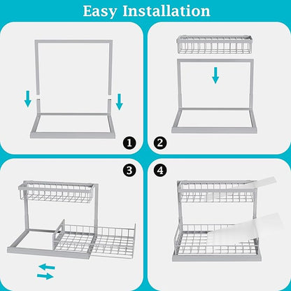 REALINN Under Sink Organizer, Pull Out Cabinet Organizer 2 Tier Slide Out Sink Shelf Cabinet Storage Shelves, Storage for Kitchen Bathroom, Grey, 1 Pack - Image 6